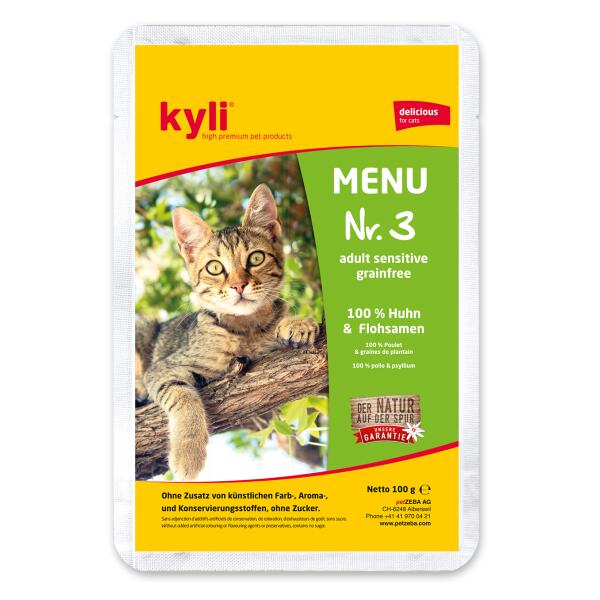 Kyli Menu Nr.3 Adult Monoprotein 100% Huhn & Flohsamen (12x100gr)