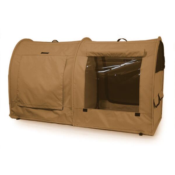 Show Shelter with vinyl in back earty Tan