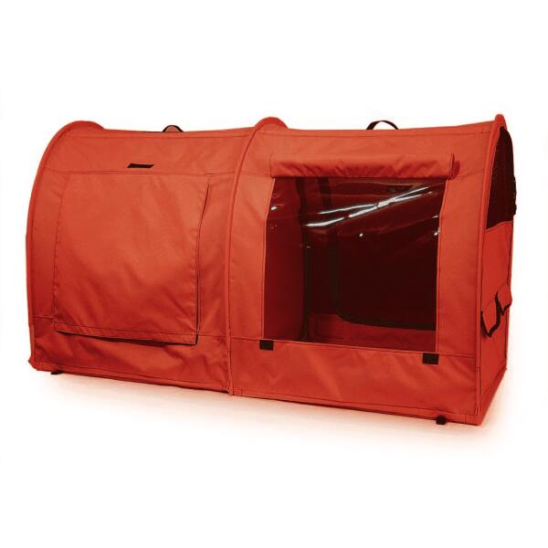 Show Shelter with vinyl in back red